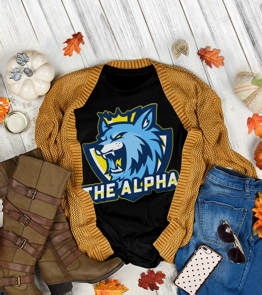 The Alpha Wolf Emblem with Crown and Shield T-Shirt
