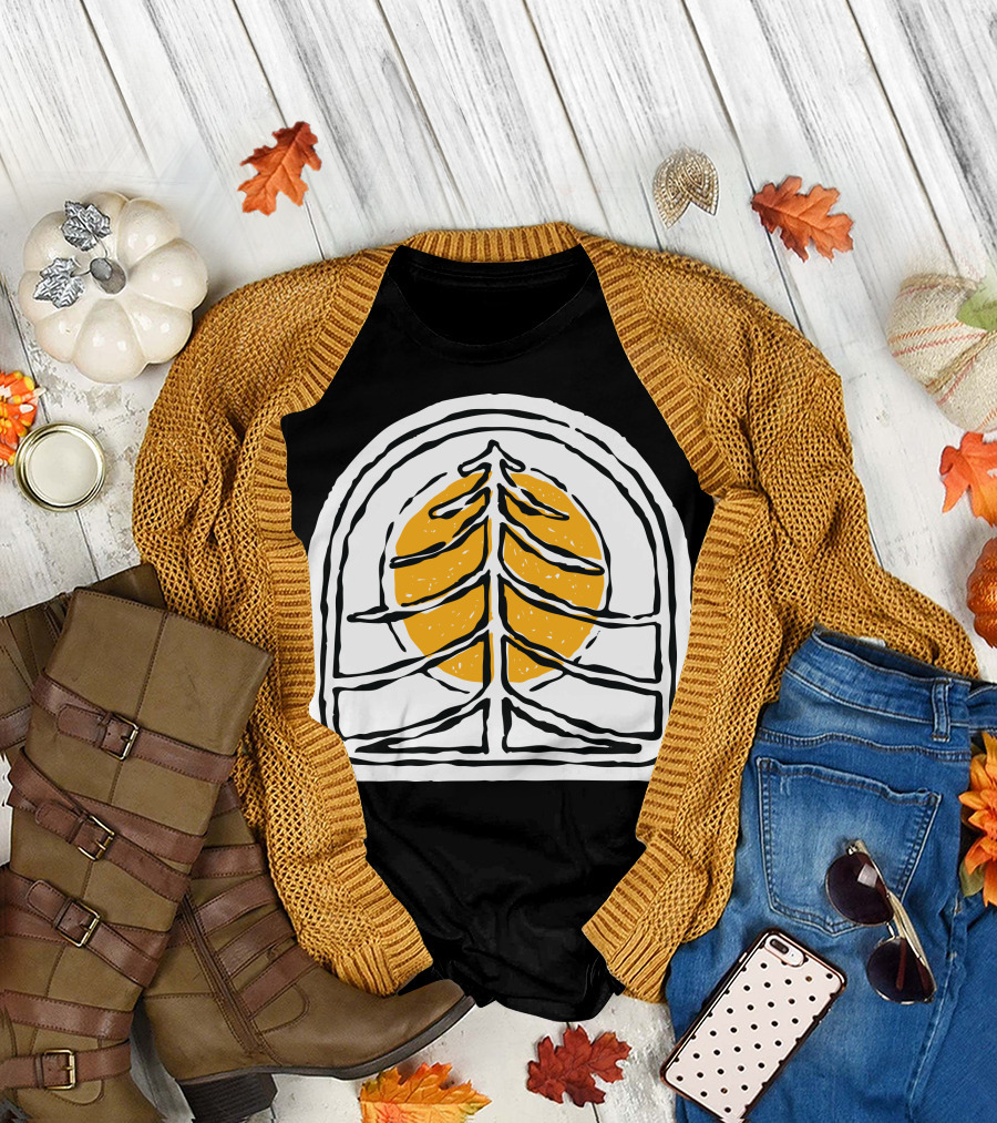 Tree And Sun Vintage Aesthetic Naturist T-Shirt