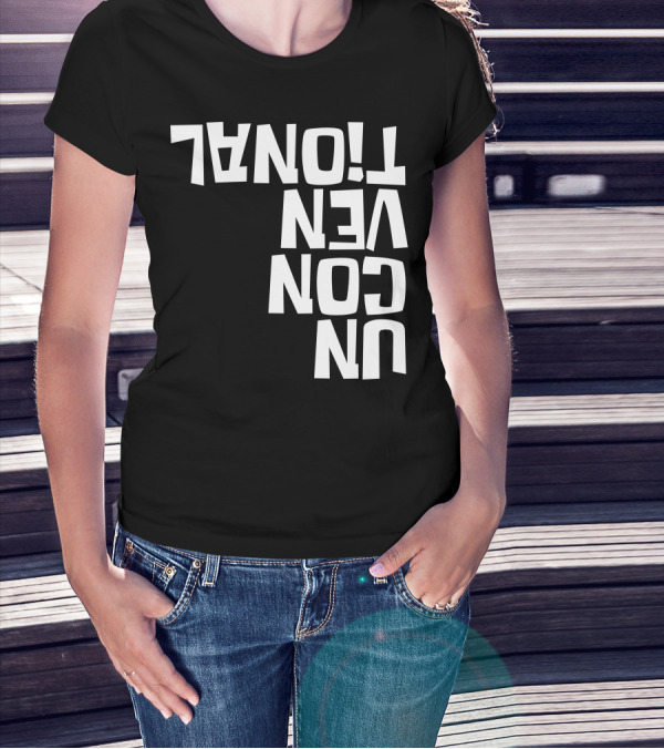 Unconventional Upside Down Textual T-Shirt
