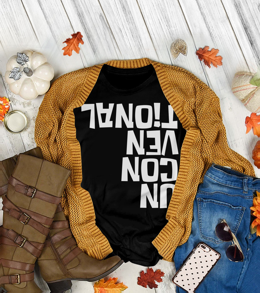 Unconventional Upside Down Textual T-Shirt