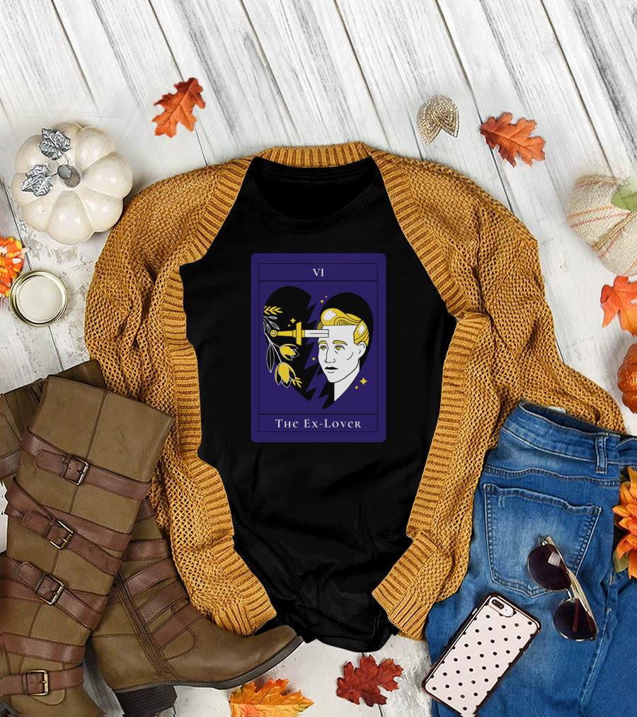 VI The Ex-Lover Tarot Style Broken Heart with Sword and Flowers T-Shirt