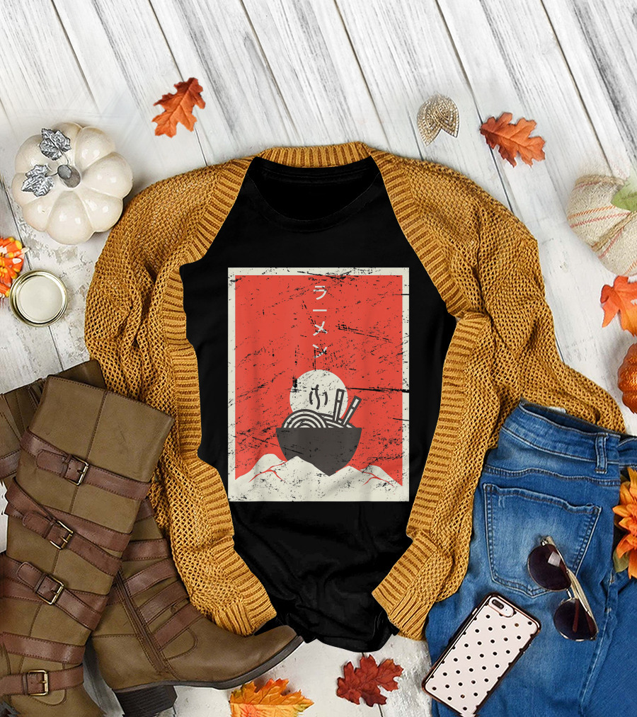 Vintage Japanese Ramen Anime with Mountain T-Shirt