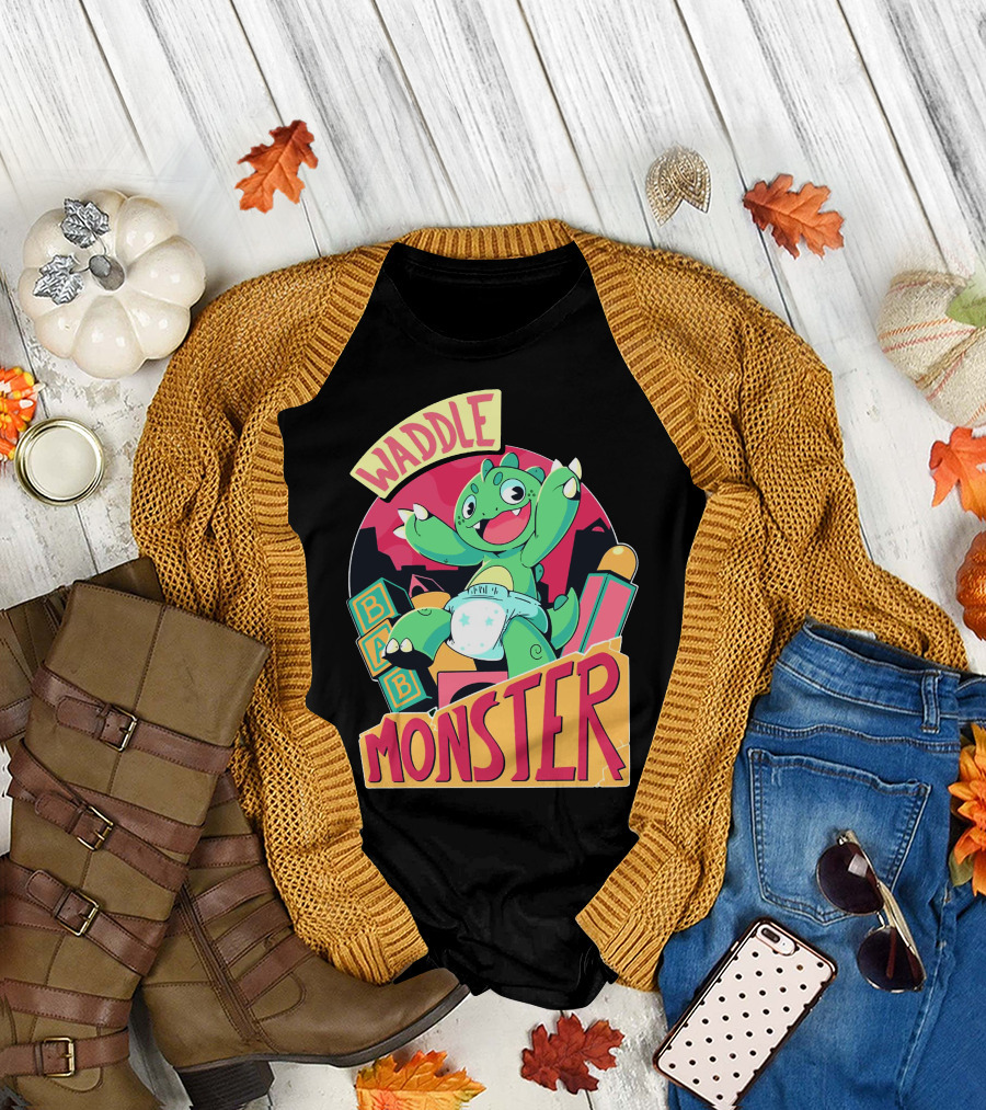 Waddle Monster Baby Blocks Diaper Fun T-Shirt