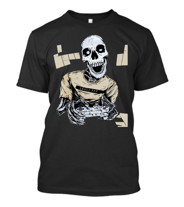 SKULL 350 Core Black White Gamer Skeleton Controller T-Shirt