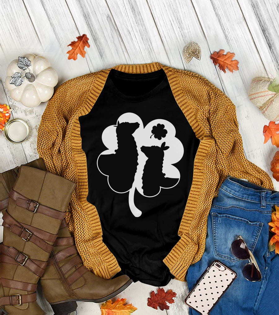 Alpaca Love Llama Four-Leaf Clover T-Shirt