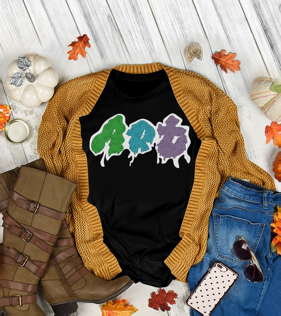 Art Gooey Green Blue Purple Melt White T-Shirt