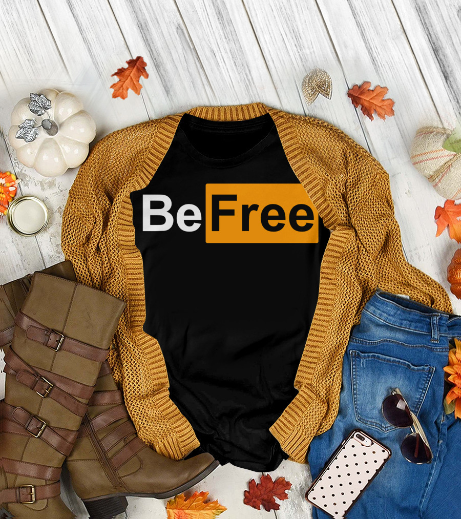 Be Free Bold Minimalist Style Block Text T-Shirt