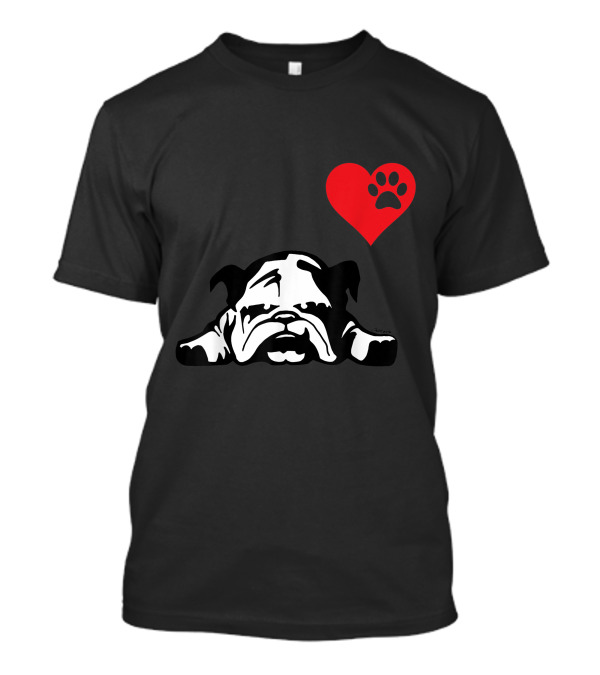 I Love My English Bulldog Heart Paw Prints T-Shirt