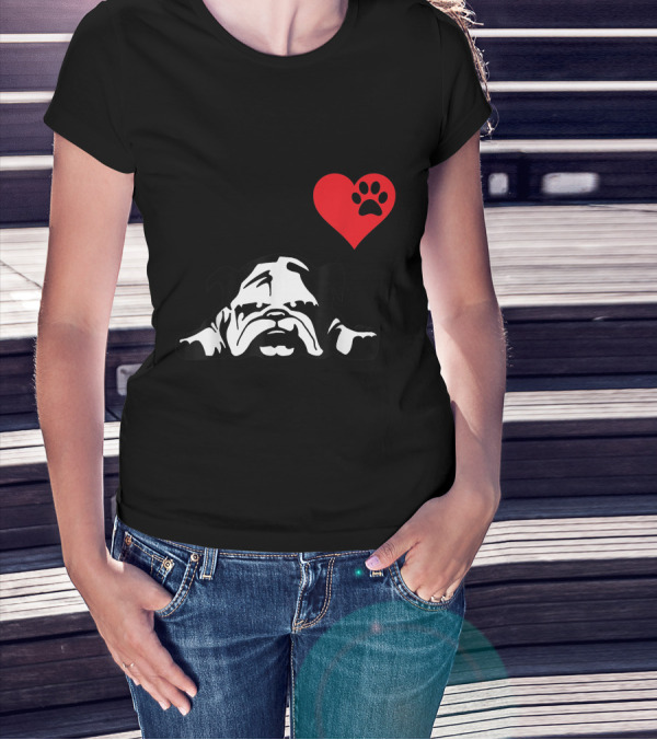 I Love My English Bulldog Heart Paw Prints T-Shirt