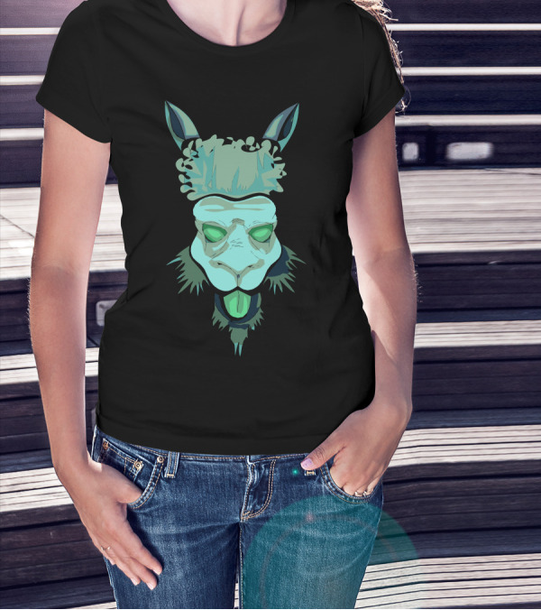 Ice Llama Vibrant Green Abstract T-Shirt