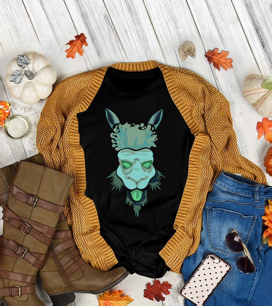 Ice Llama Vibrant Green Abstract T-Shirt