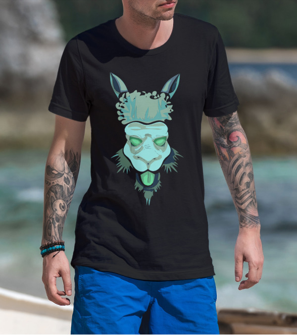 Ice Llama Vibrant Green Abstract T-Shirt