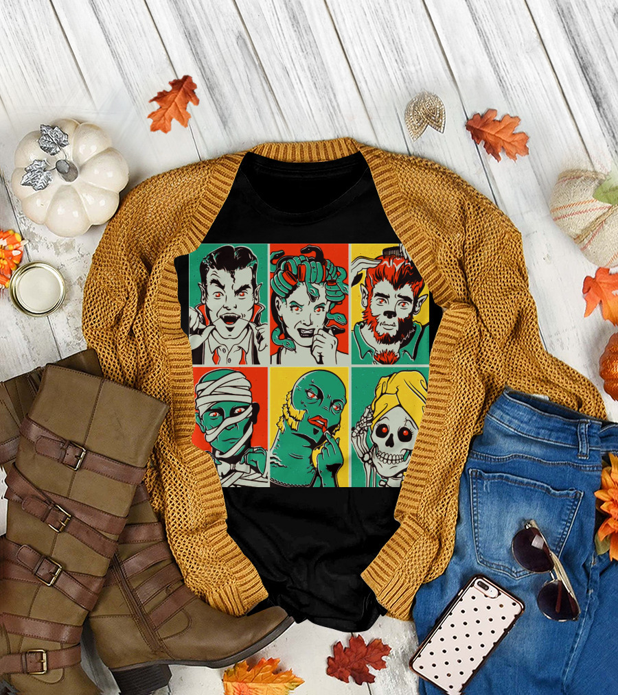Vampire Zone Horror Monsters Collage T-Shirt