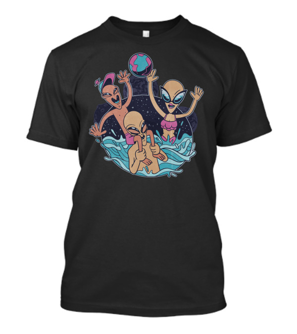 Alien Pool Party Water Fun Extraterrestrial Gathering T-Shirt