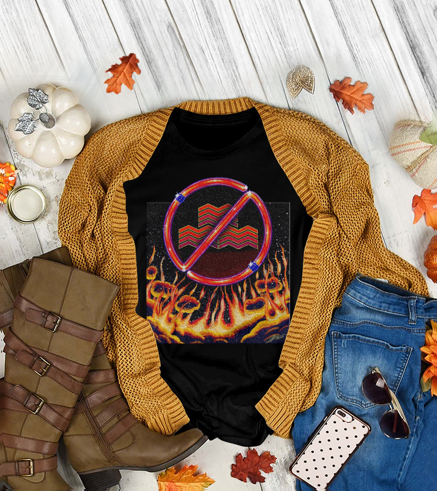 Anti Mmm No Symbol Fire Background T-Shirt