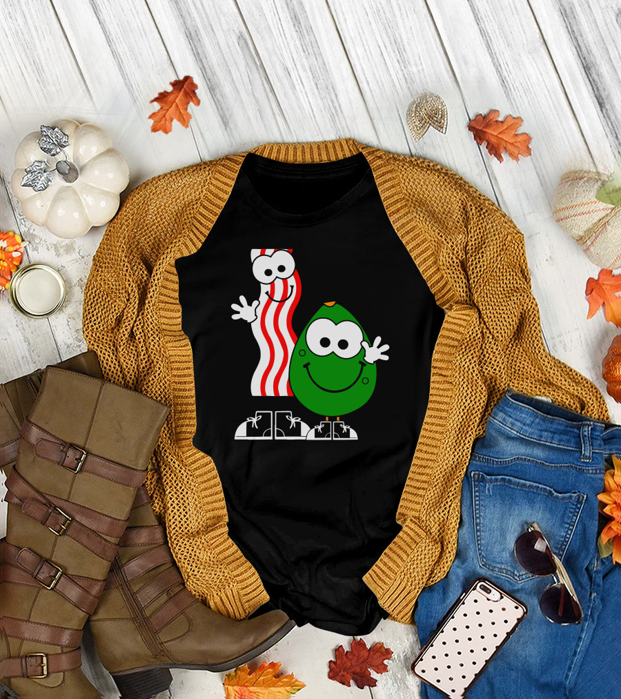 Bacon And Avocado Funny Humor Geek Cartoon Characters T-Shirt