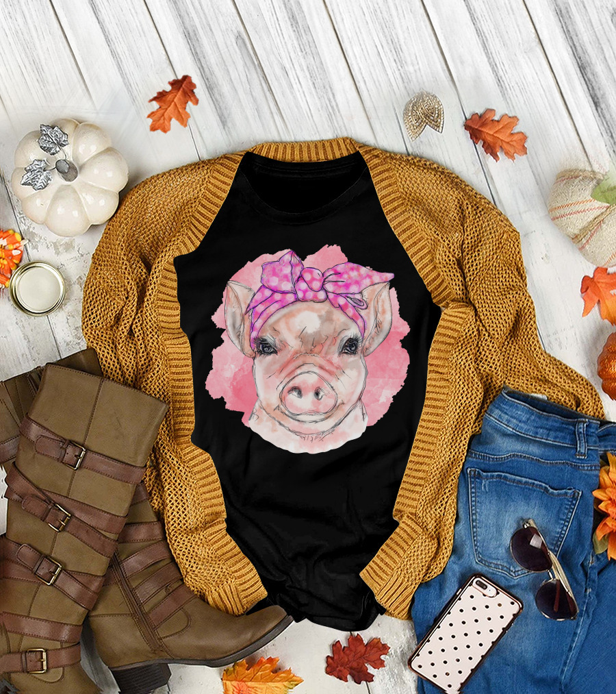 Pink Bandana Pig T-Shirt