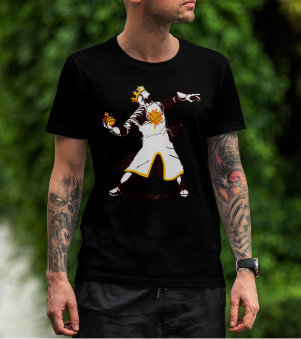 Monty Python Holy Grail Knight With Sun Emblem And Crown T-Shirt