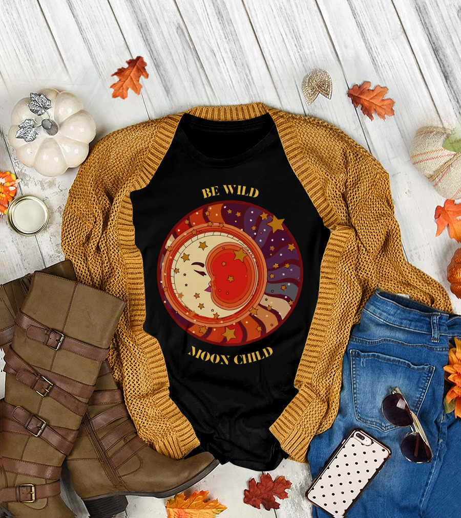 Be Wild Moon Child Celestial Starry Cosmic Face T-Shirt