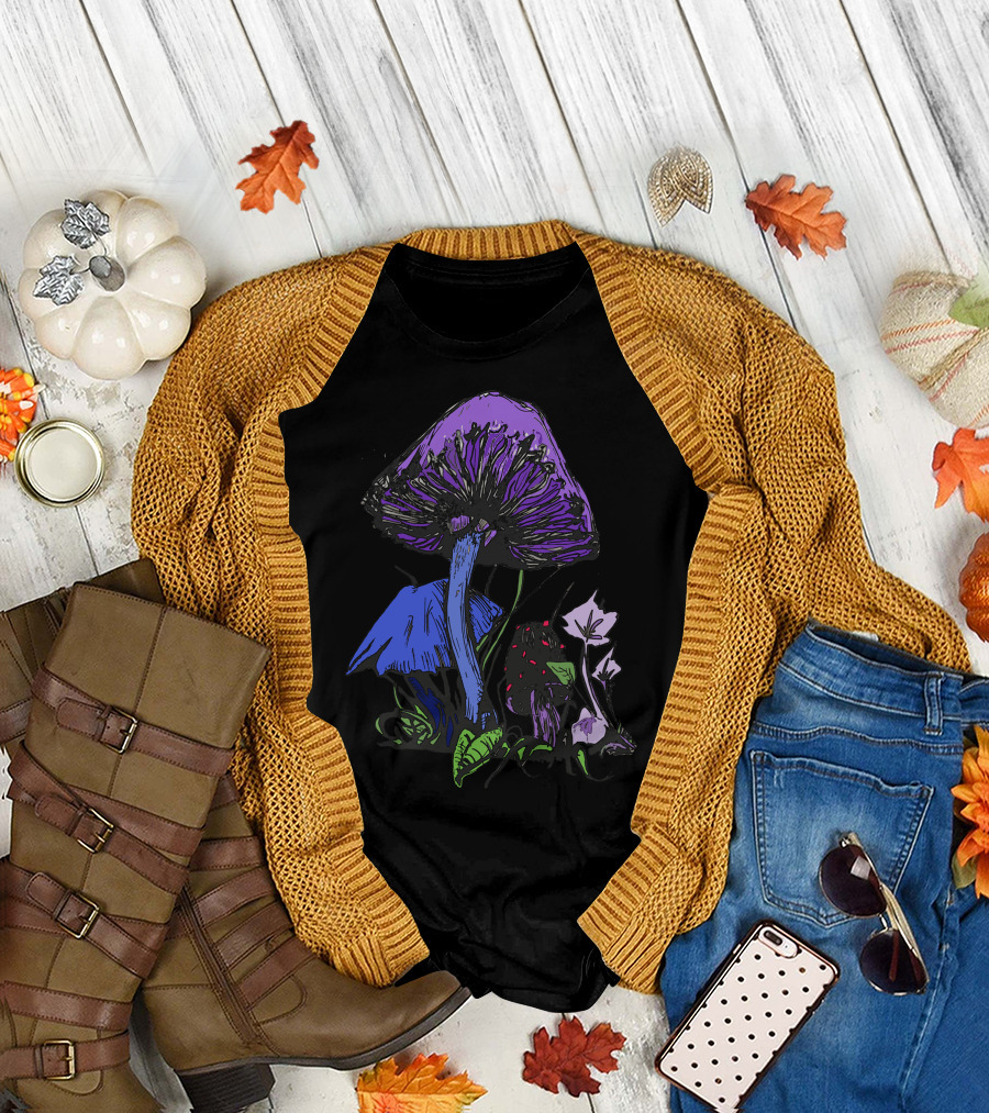 Blueberry Mushroom Psychedelic Botanicals T-Shirt