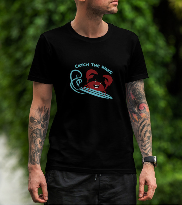 Catch The Wave Surfing Crab Fun T-Shirt