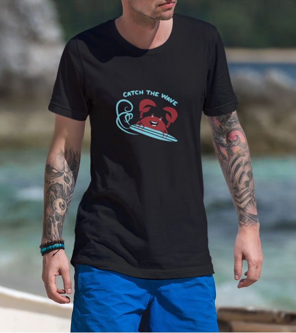 Catch The Wave Surfing Crab Fun T-Shirt