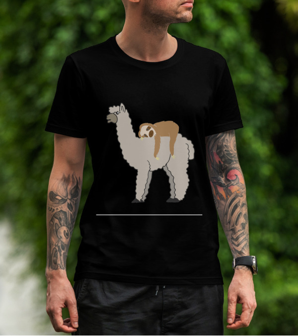 Cute Funny Sleepy Sloth Llama Nap Duo T-Shirt