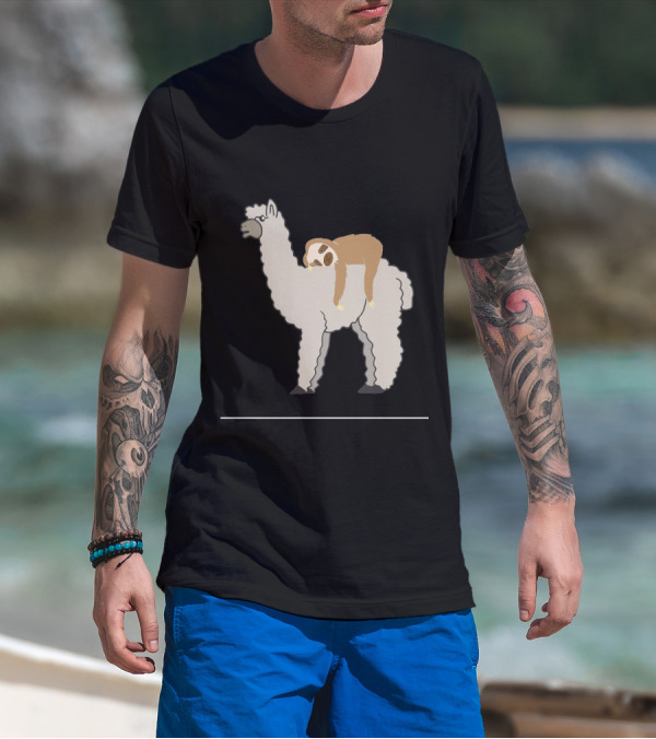 Cute Funny Sleepy Sloth Llama Nap Duo T-Shirt