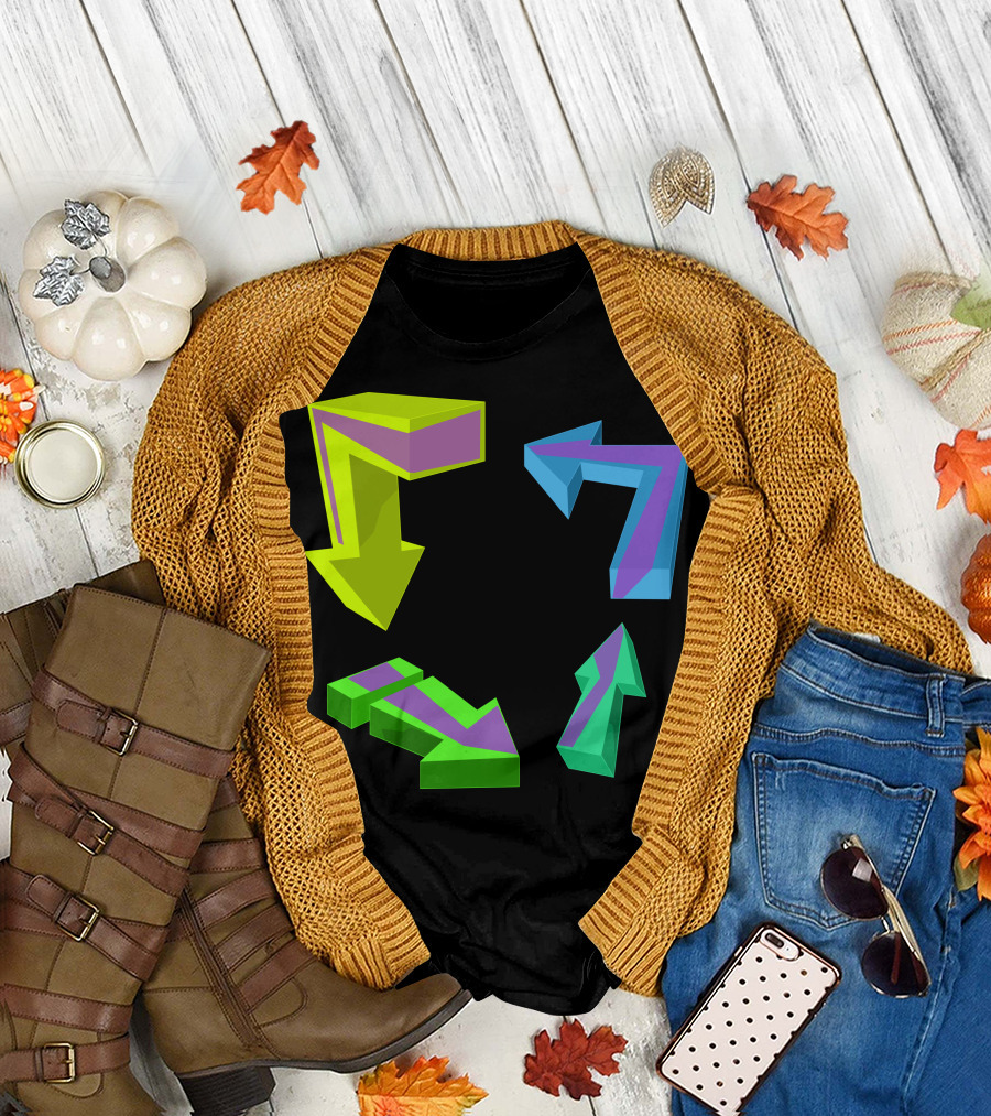 Direction Arrows Multicolored 3D Geometric T-Shirt