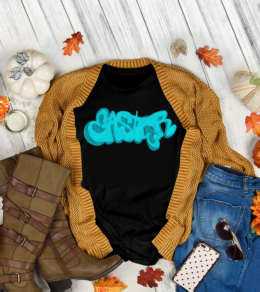 Easter Blue Graffiti Text T-Shirt