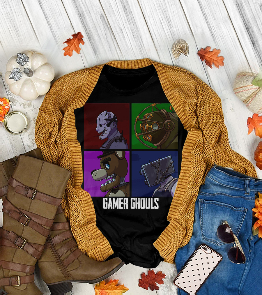 Gamer Ghouls Horror Game Icons Quartet T-Shirt
