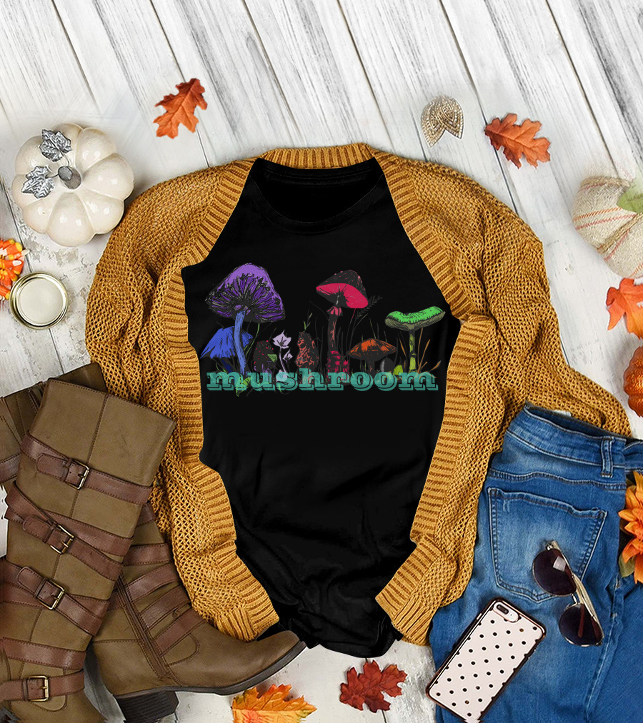 Mushroom Family Colorful Fungi Variety T-Shirt