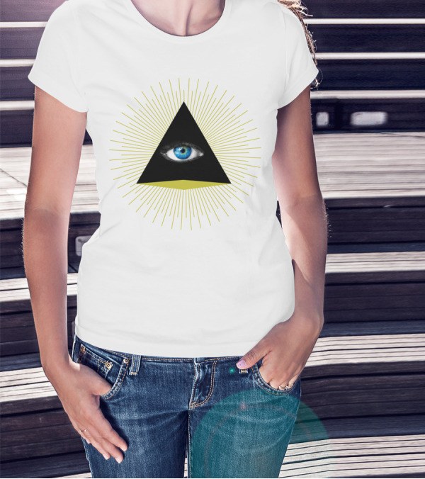 Ojo Pyramid Illuminati Eye Triangle With Radiating Lines T-Shirt