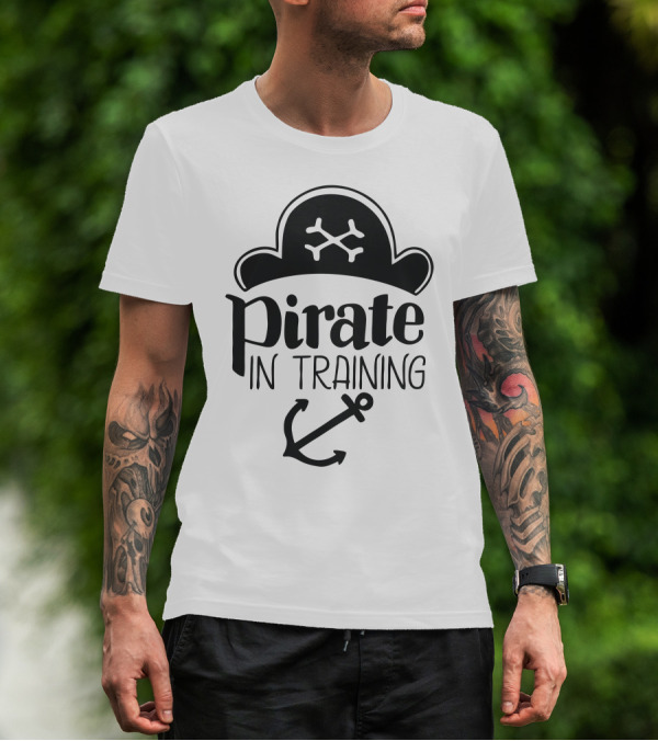 Pirate In Training Skull Hat And Anchor T-Shirt