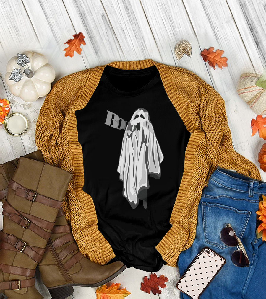 Booo Scary Ghost Sheet Halloween T-Shirt