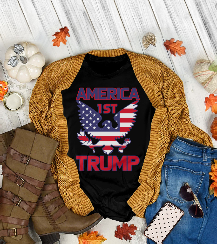 TRUMP AMERICA 1ST EAGLE FLAG COLORS T-Shirt