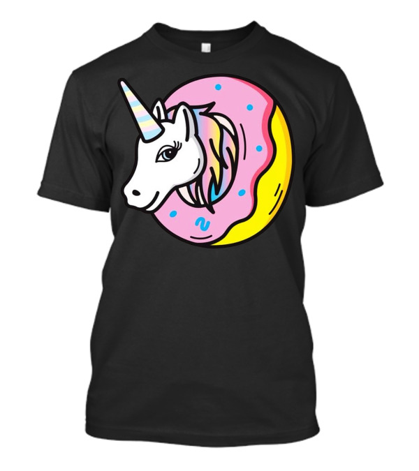 Unicorn Donut Head With Rainbow Sprinkles And Pastel Colors T-Shirt