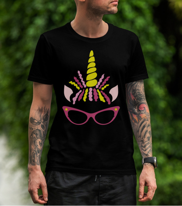Unicorns Face Horn Glasses Ears Stars T-Shirt