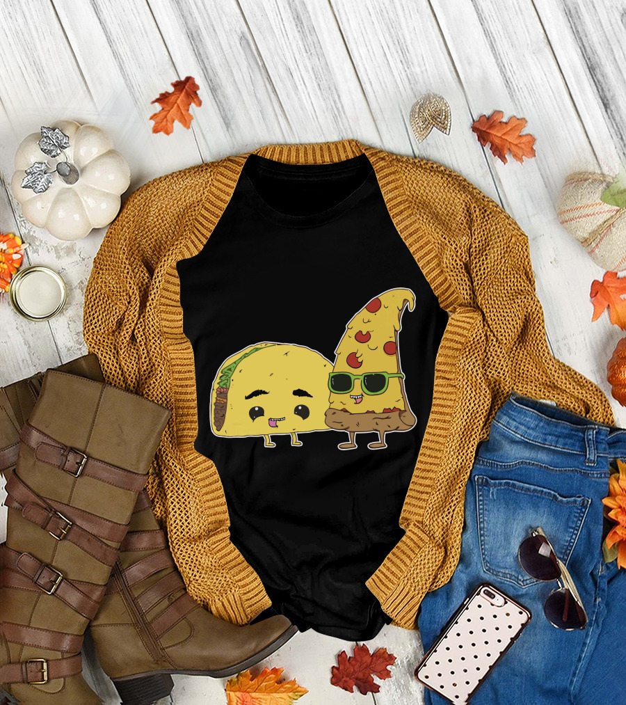 BFFs Best Friends Forever Taco and Pizza T-Shirt