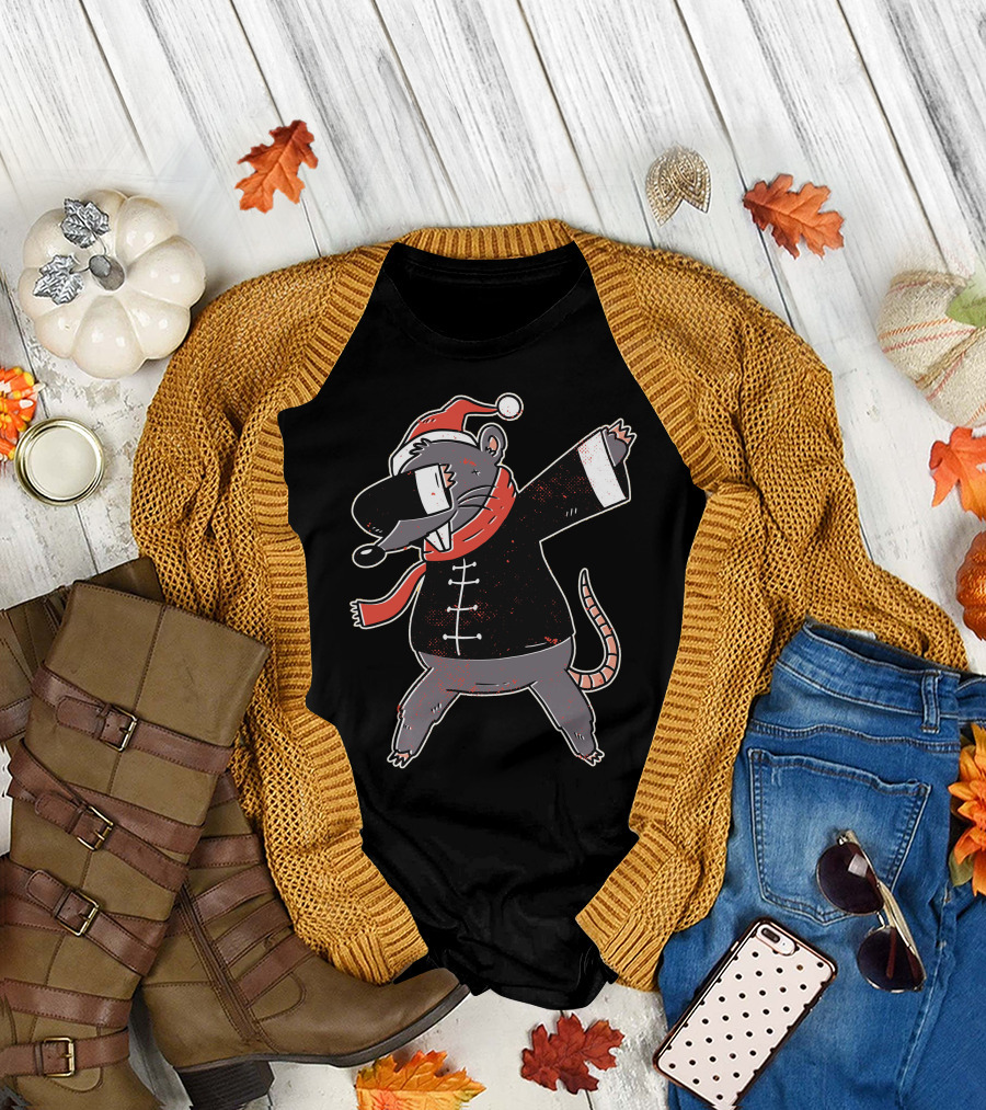 Chinese Rat Dab Santa Hat Christmas T-Shirt