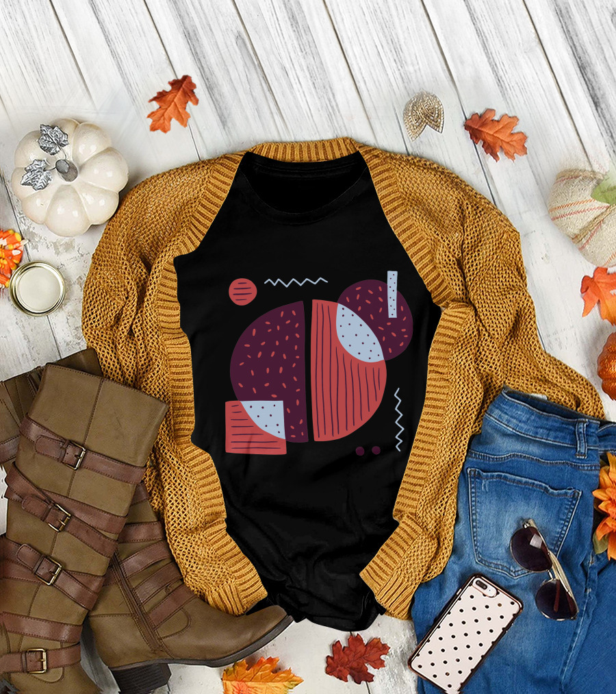 Colorful Coffee Abstract Geometric Shapes T-Shirt