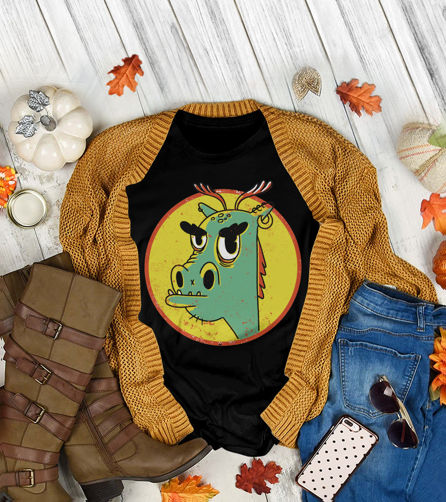 Cool Dragon Grumpy Cartoon Styled T-Shirt