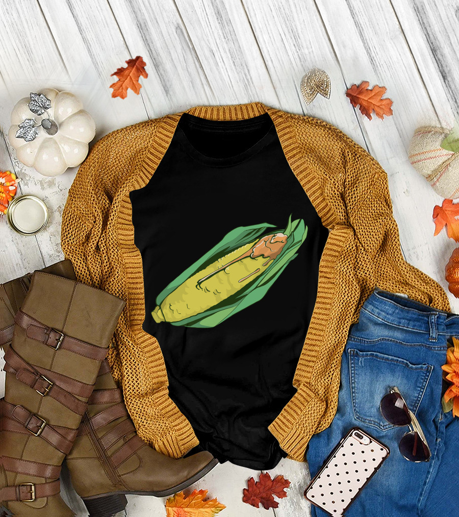 Corn With Cheese in Green Husk with Melted Topping T-Shirt