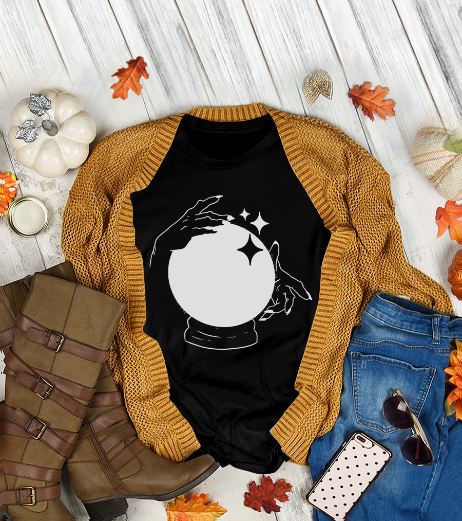Crystal Ball Mystical Hands and Stars T-Shirt
