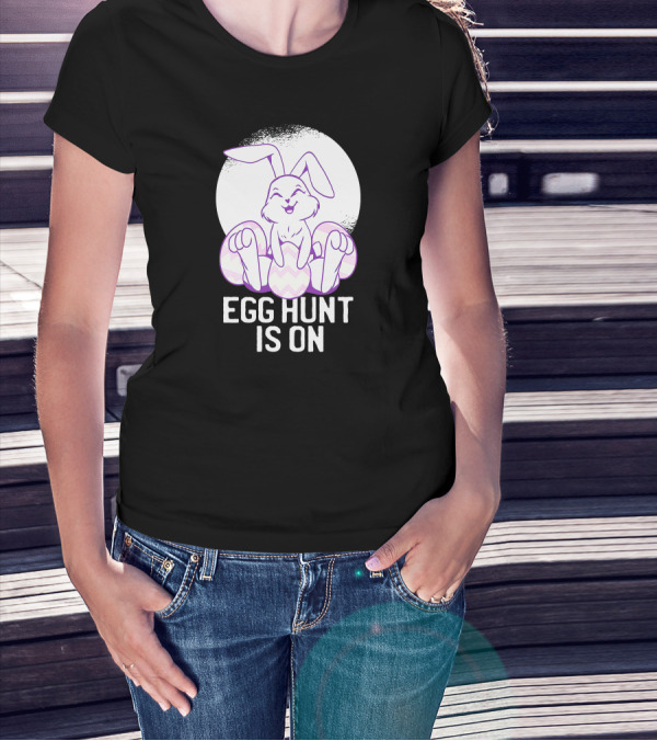 Egg Hunt Is On Cute Easter Bunny Moonlit Joy T-Shirt