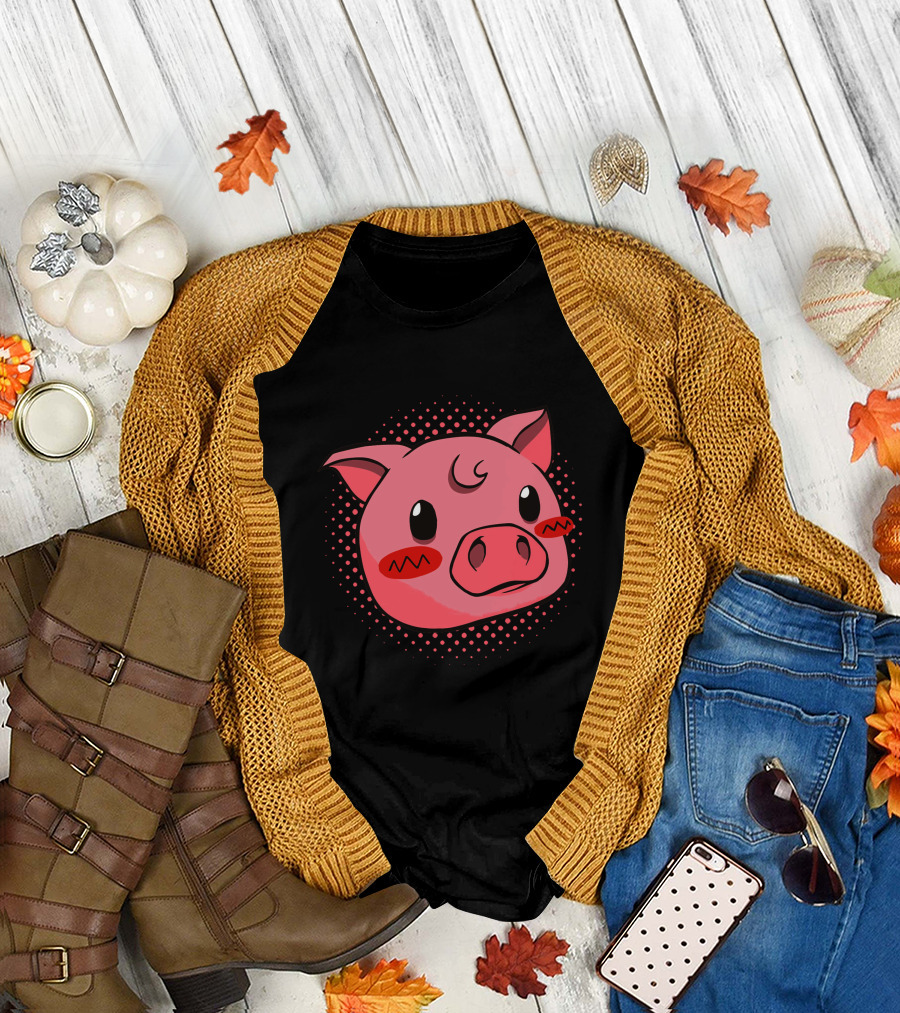 Kawaii Pink Pig Polka Dot T-Shirt
