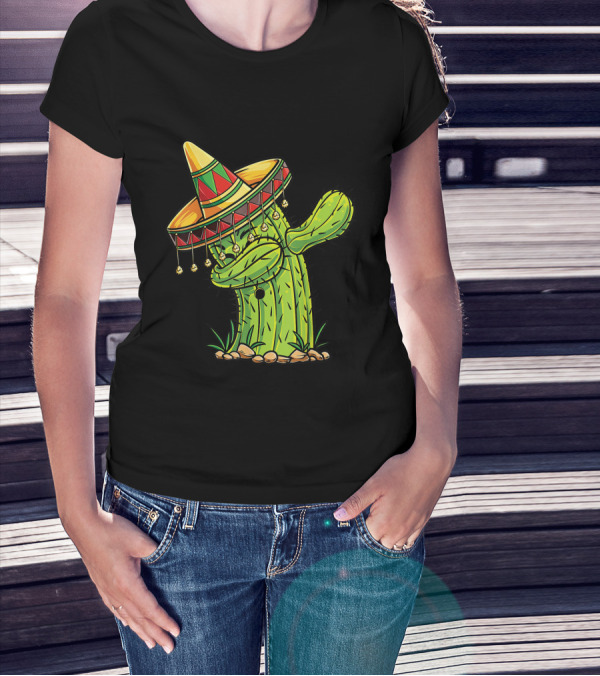 Dabbing Cactus With Sombrero T-Shirt