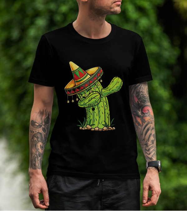 Dabbing Cactus With Sombrero T-Shirt