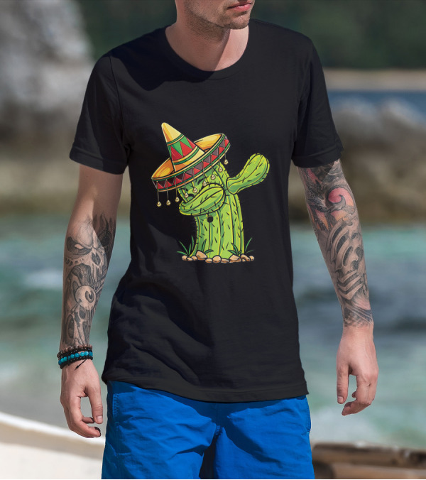 Dabbing Cactus With Sombrero T-Shirt