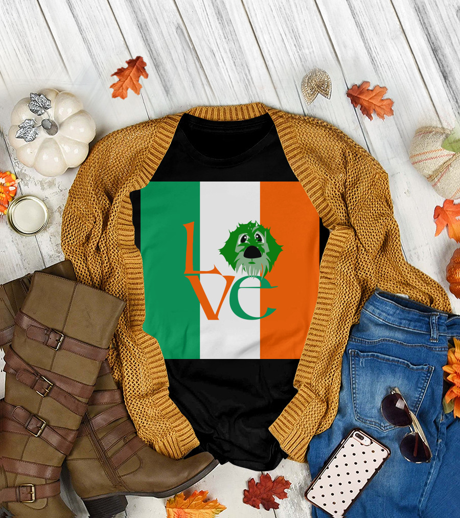 Irish Flag Love Dog Face T-Shirt
